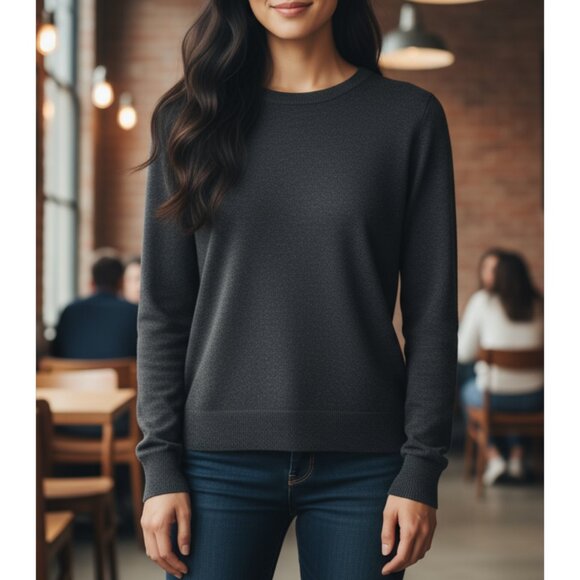 Rag & Bone Black Charcoal Wool/Viscose Knit Top Crew Neck Sweater Size Medium - Picture 1 of 5